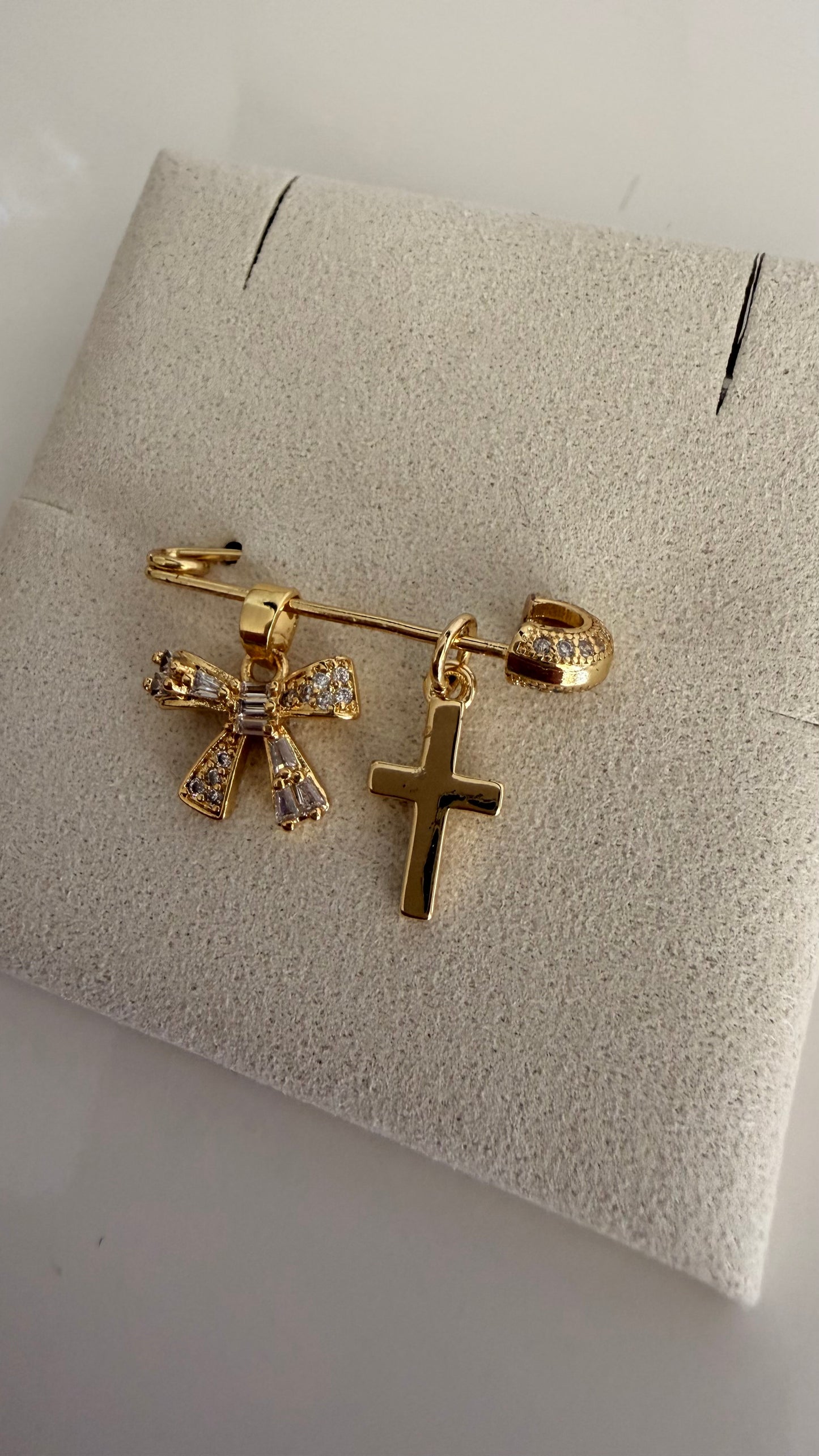 Ribbon and Cross Baby Pin