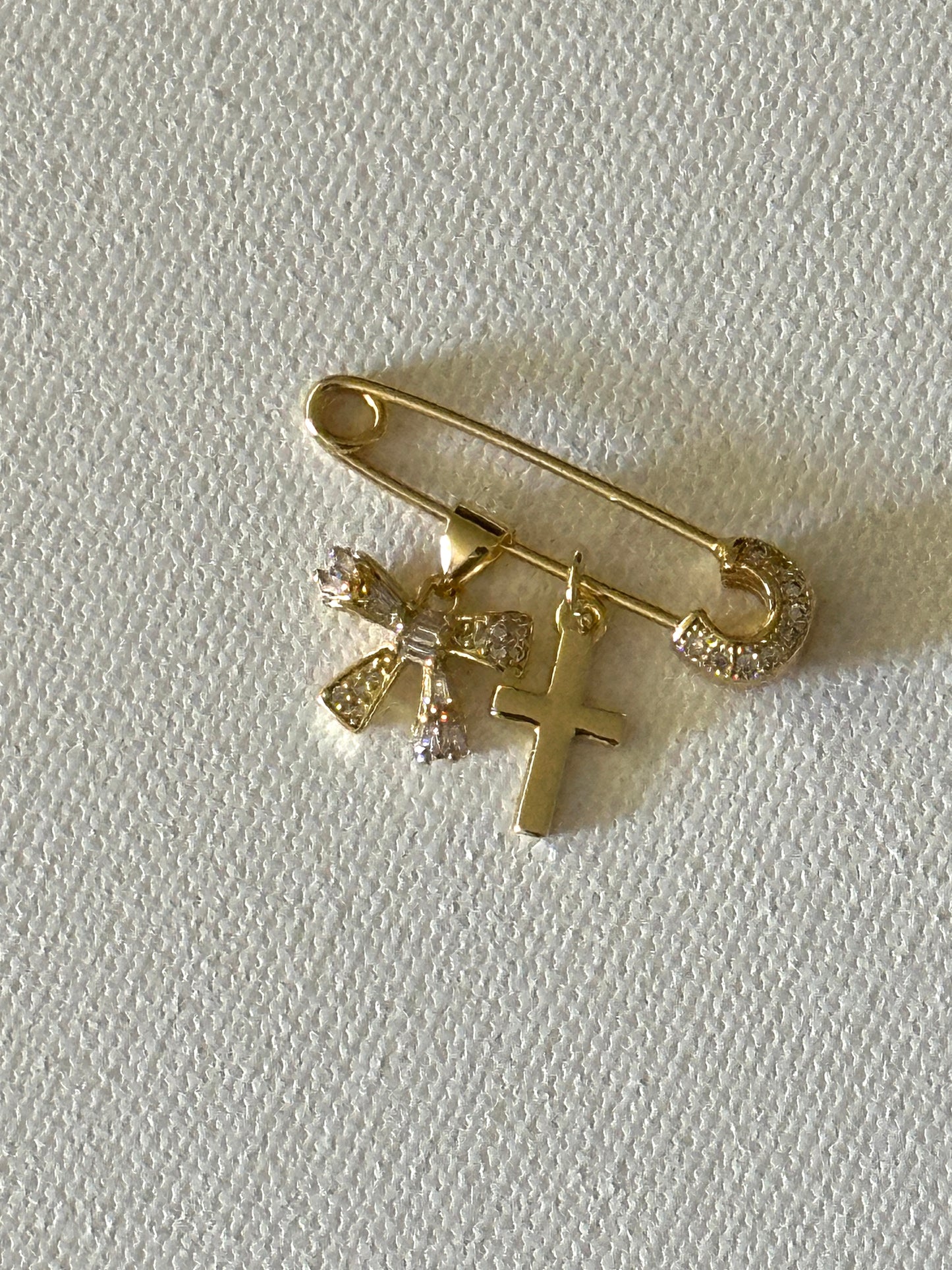 Ribbon and Cross Baby Pin