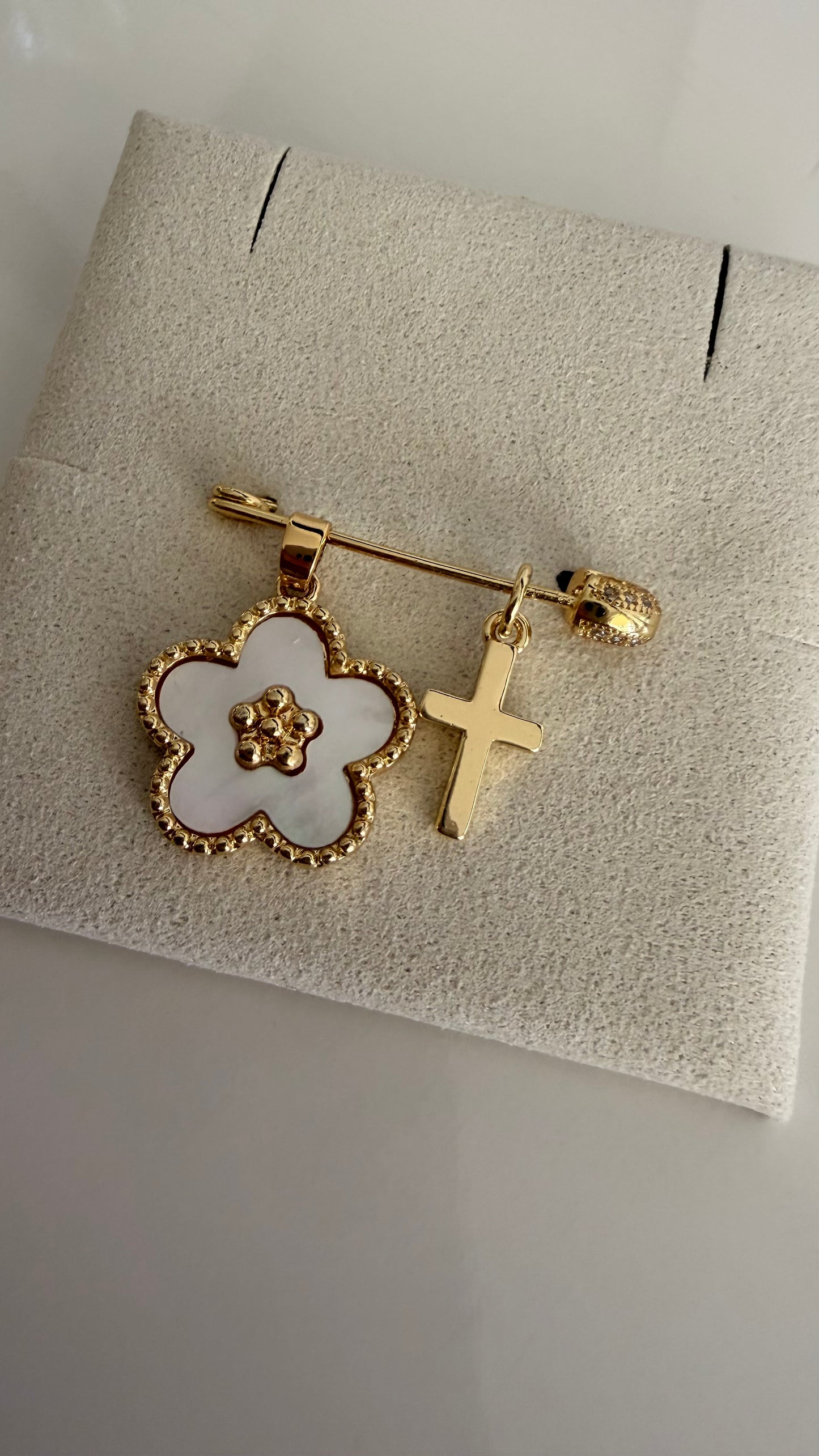 White Flower Baby Pin
