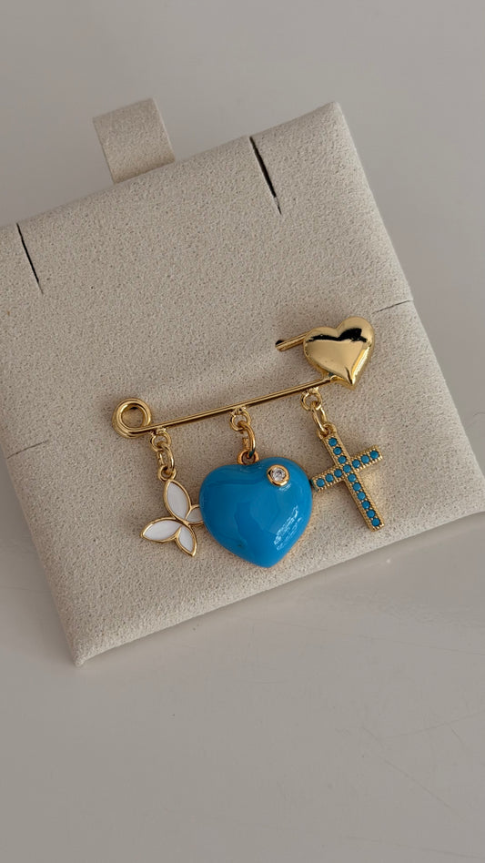 Baby pin heart turquesa