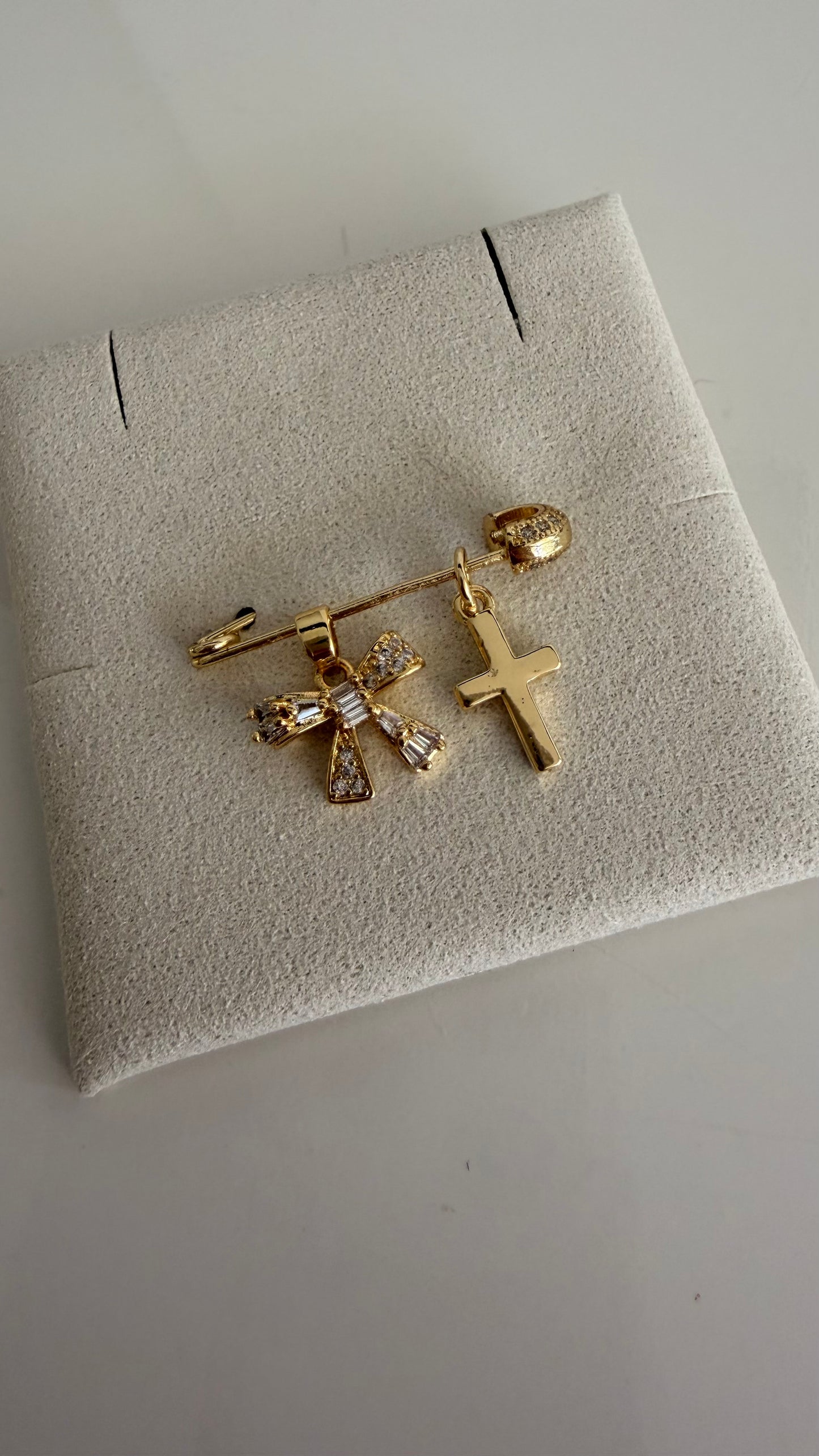 Ribbon and  Cross Baby Pin