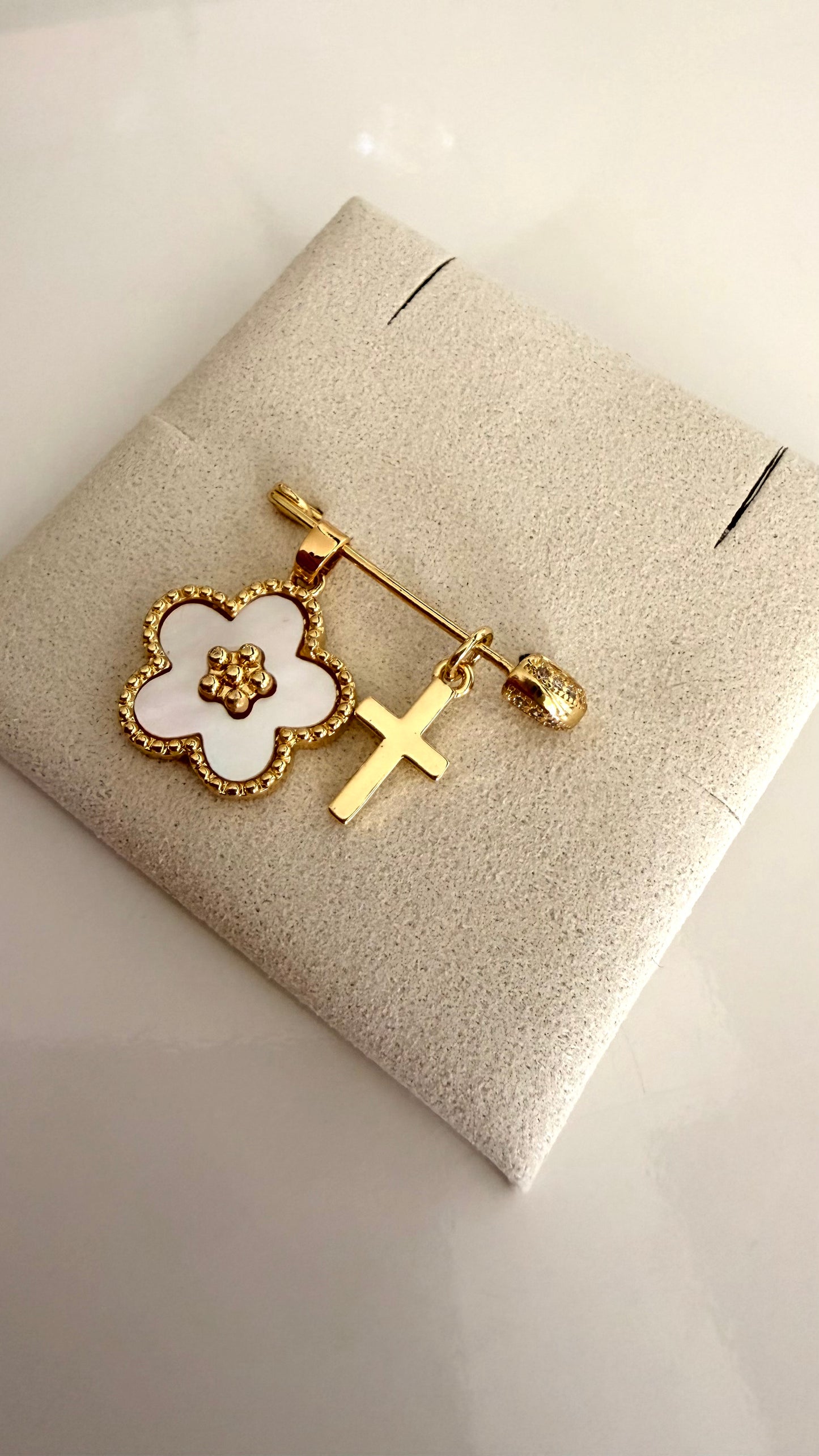 White Flower Baby Pin