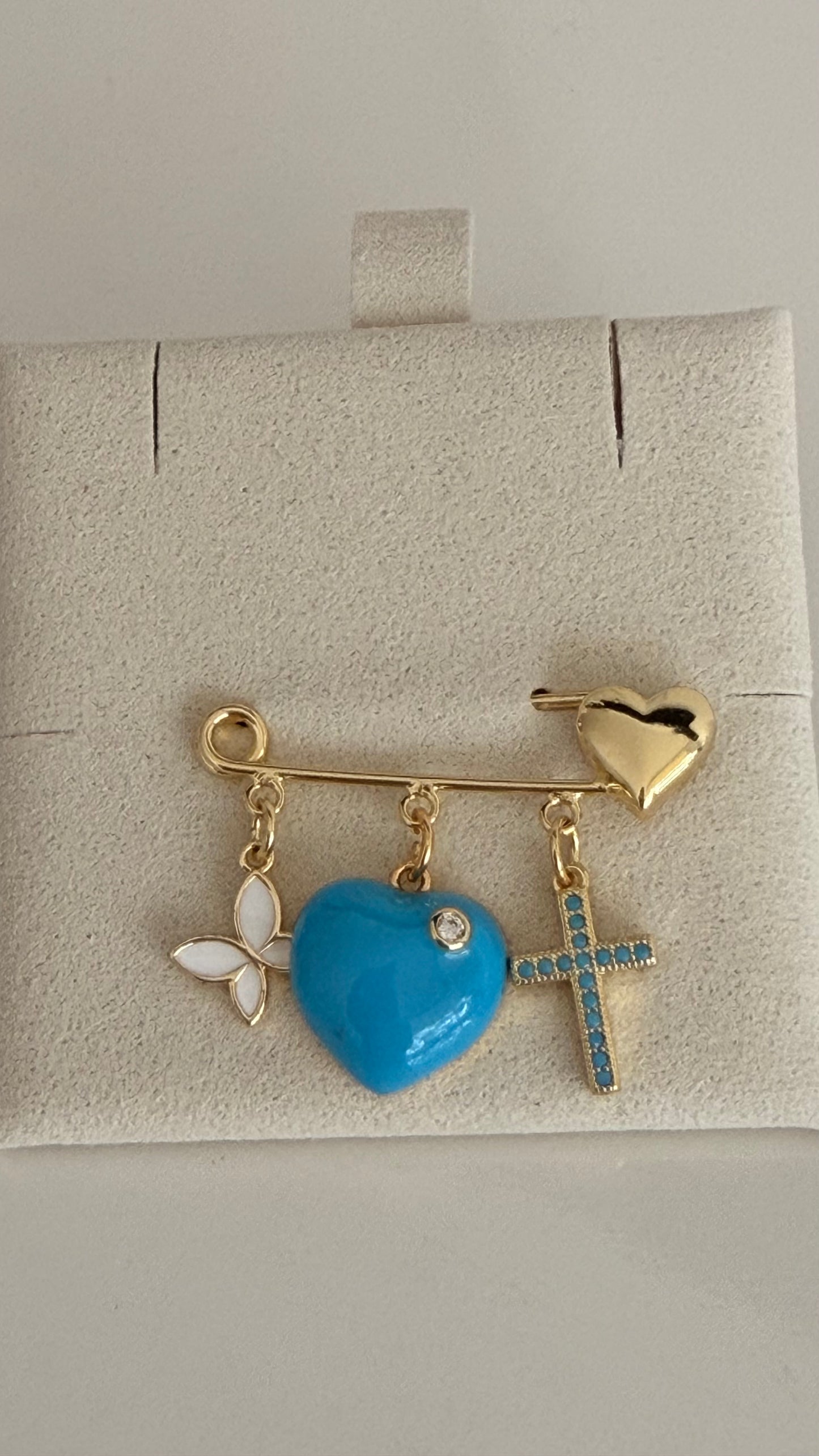 Baby pin heart turquesa