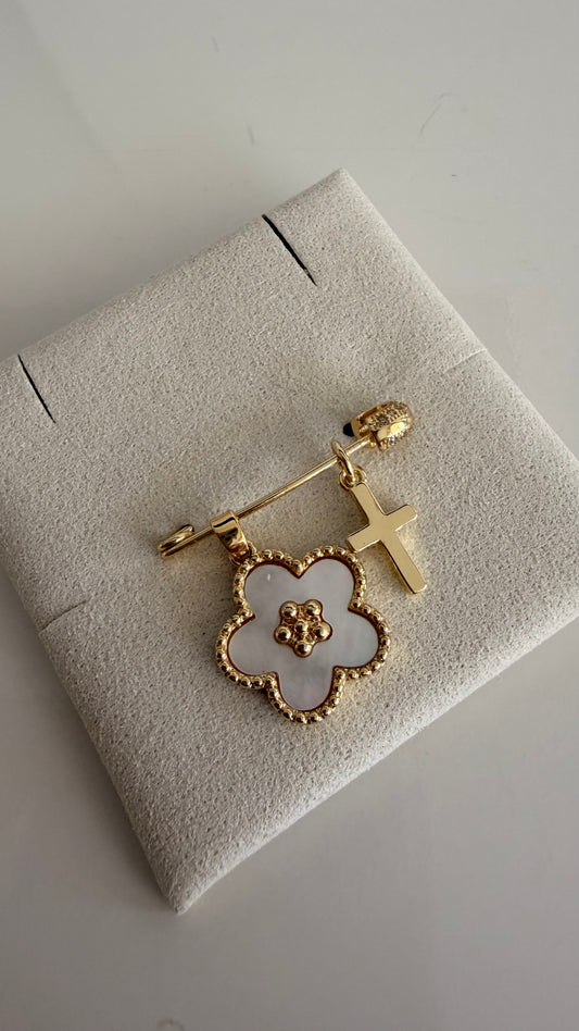 White Flower Baby Pin