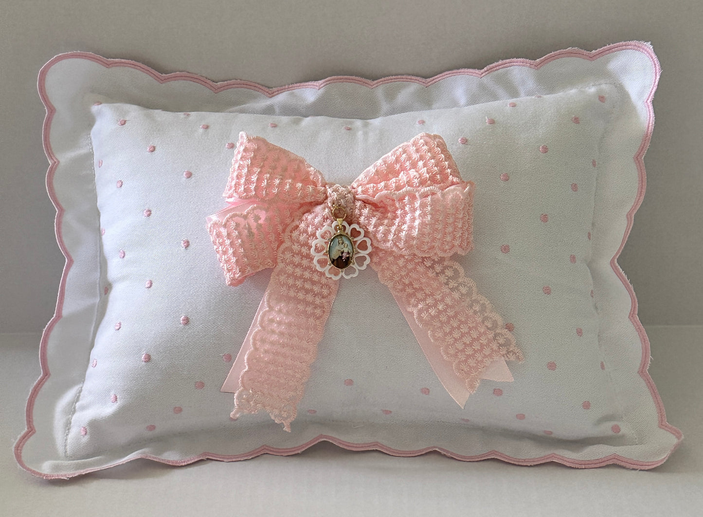 Pink Embroidered Decorative Baby Pillow