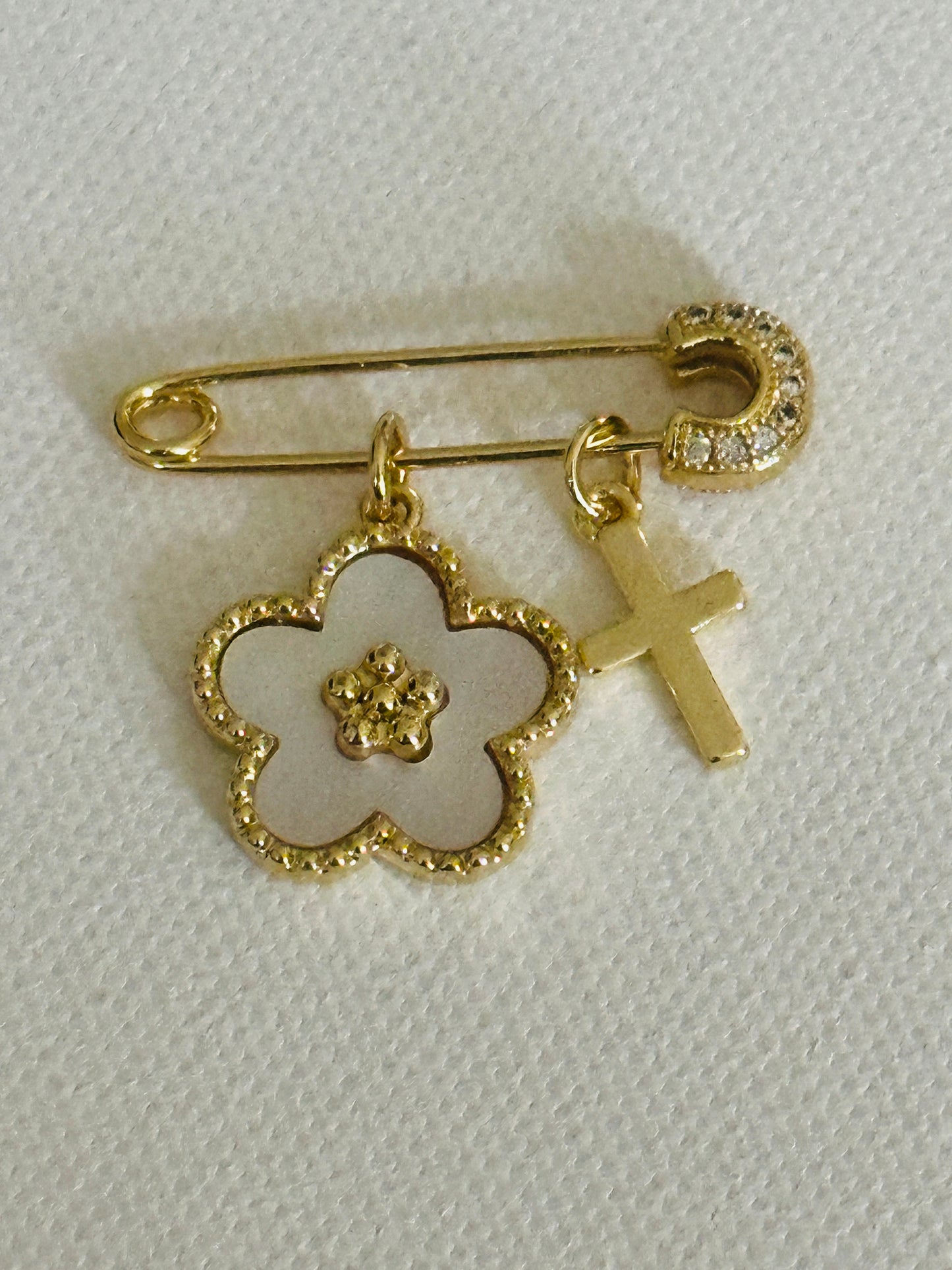 White Flower Baby Pin