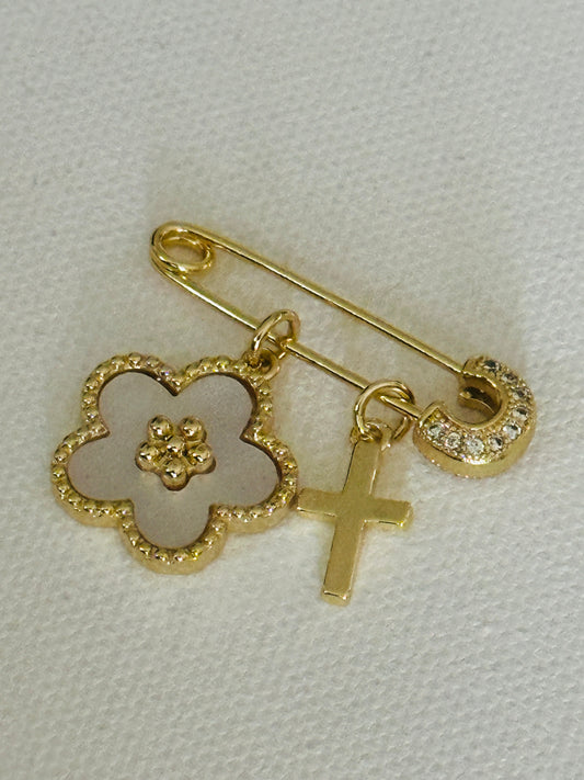 White Flower Baby Pin