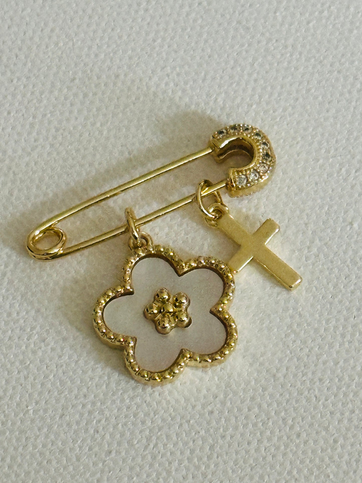 White Flower Baby Pin