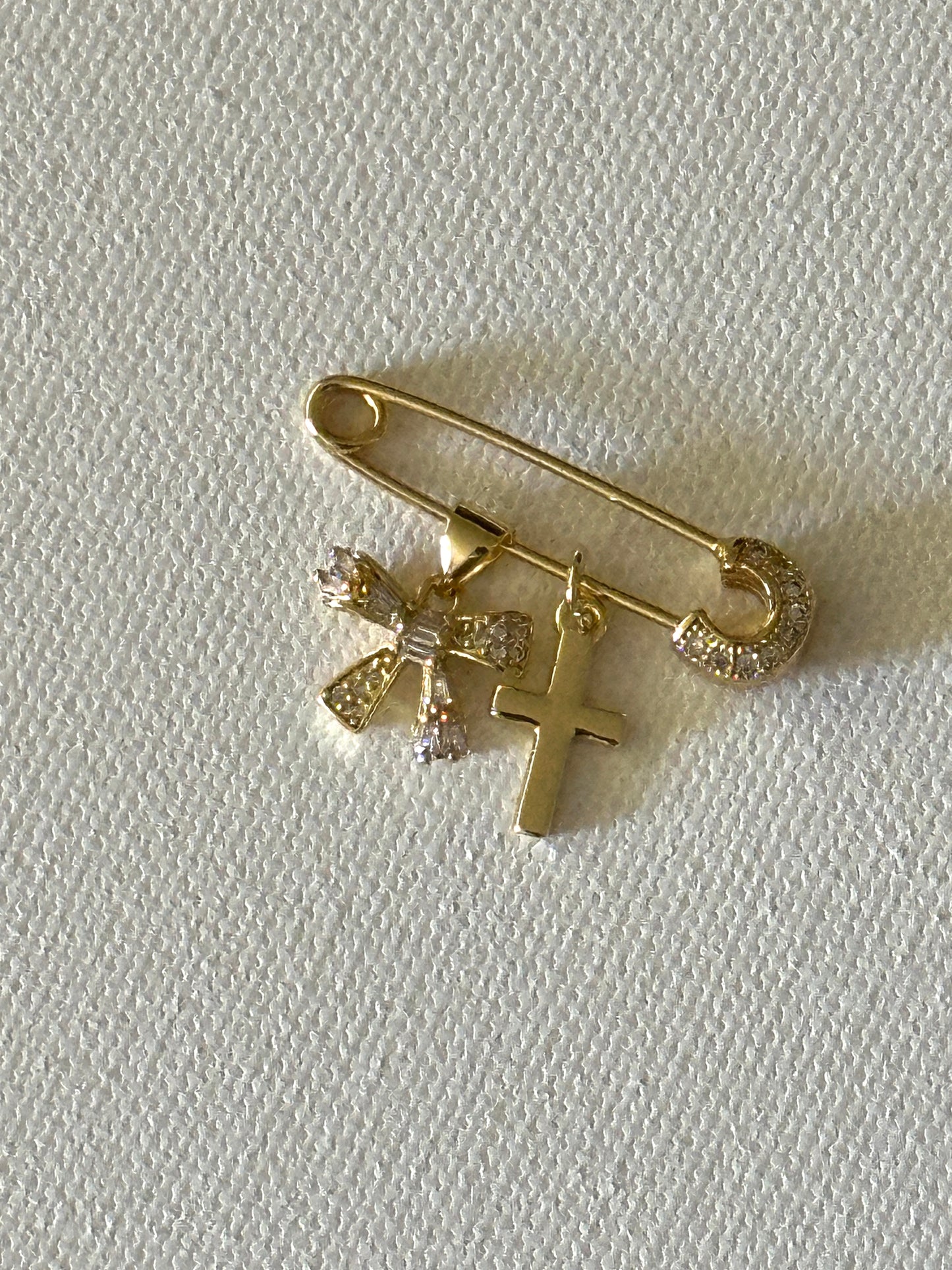 Ribbon and  Cross Baby Pin