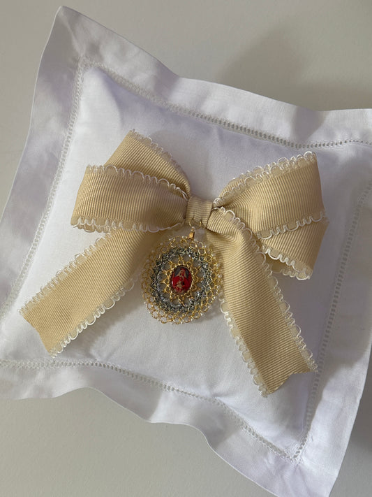 Virgin of Carmen in thread Baby Pillow