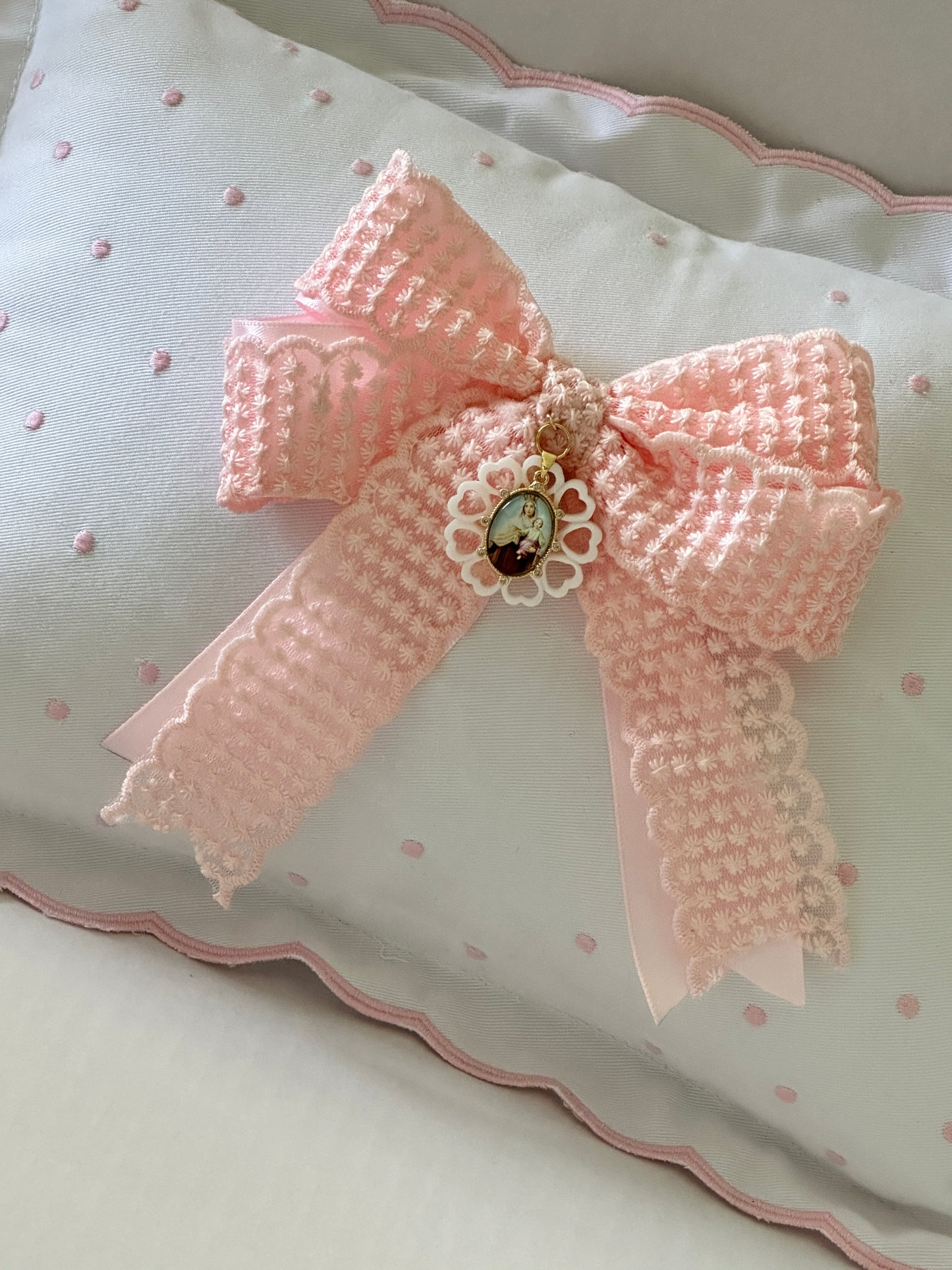 Pink Embroidered Decorative Baby Pillow