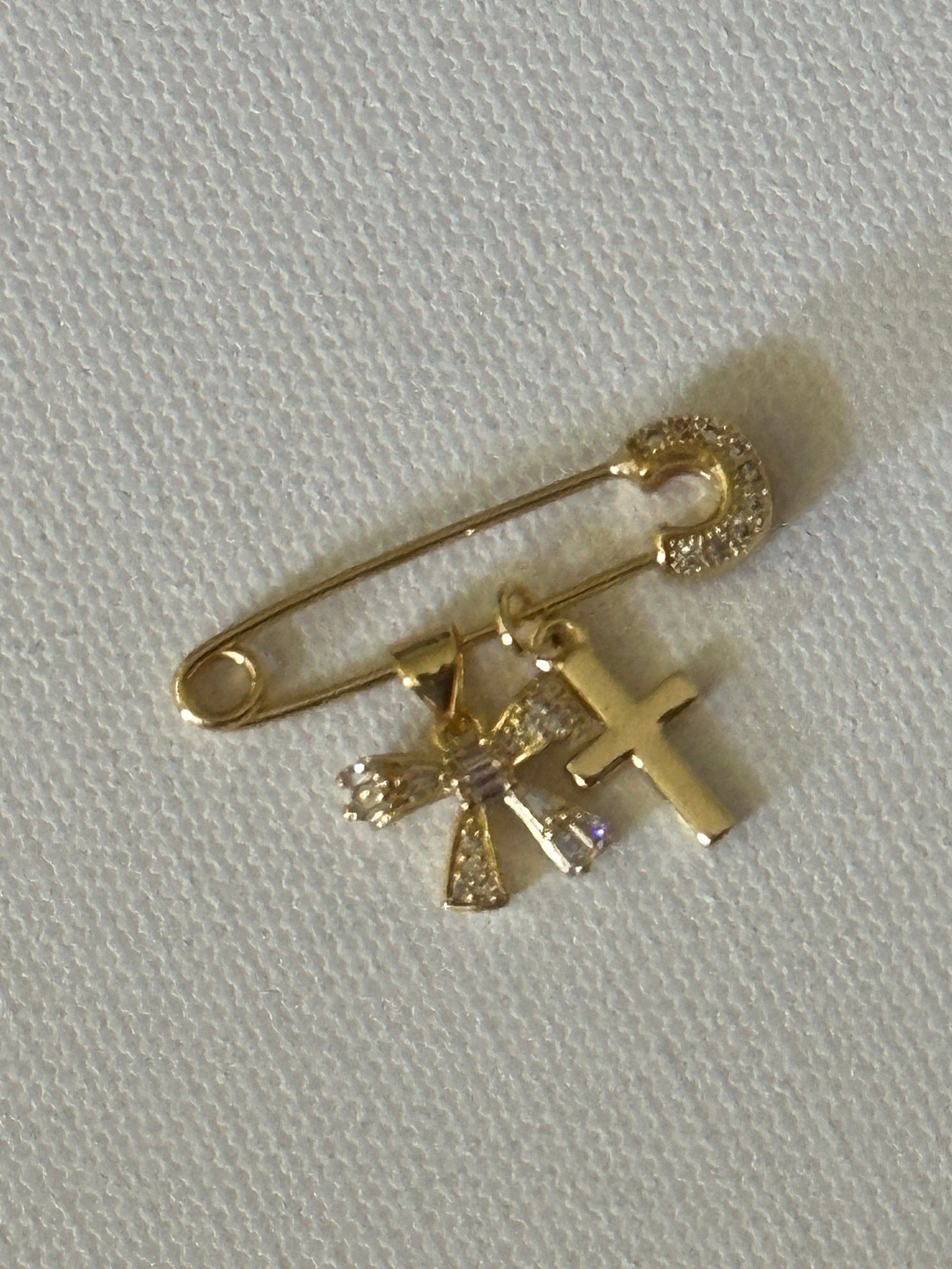 Ribbon and  Cross Baby Pin